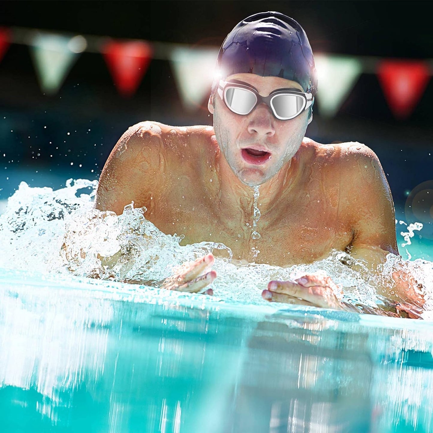 Swim Goggles, Polarized Anti-Fog Swimming Goggles for Adult Men Women