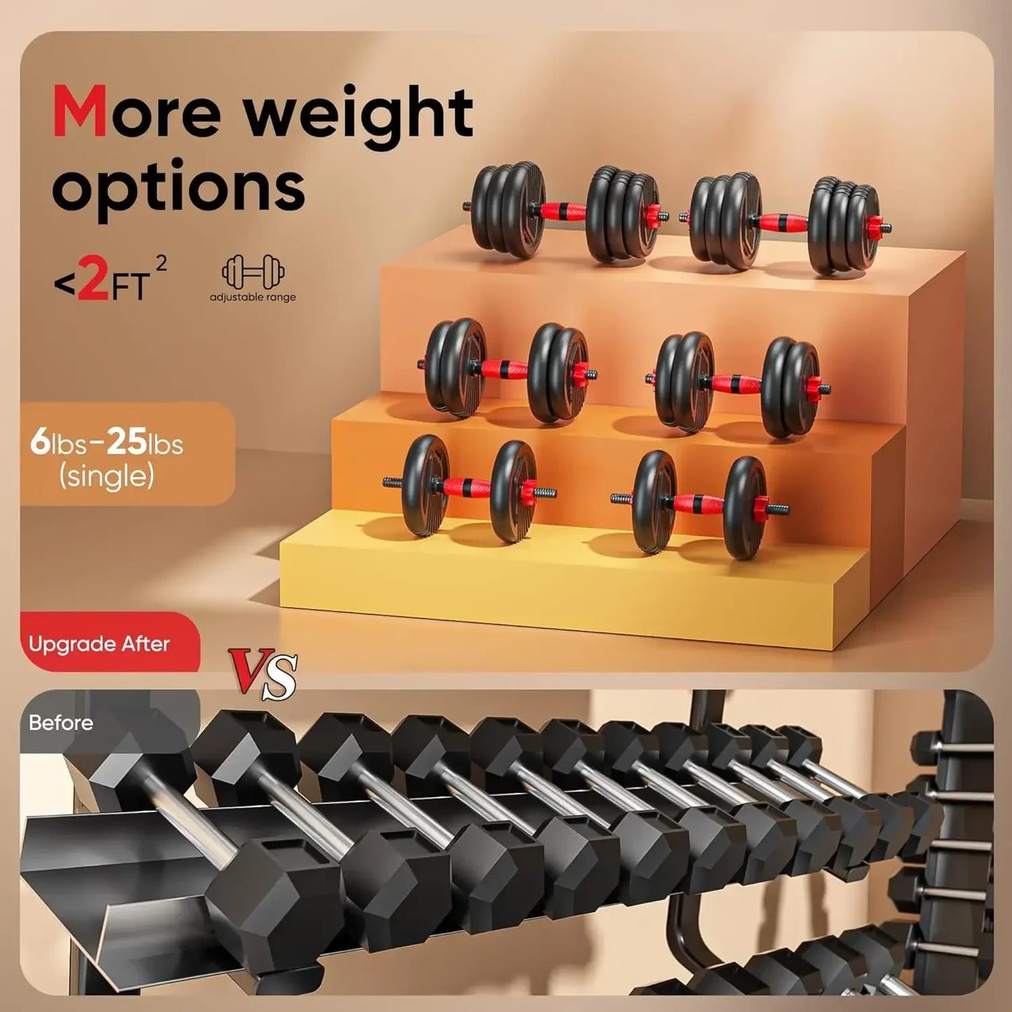 4 In 1 Dumbbells Set Used as Barbell, Kettlebells