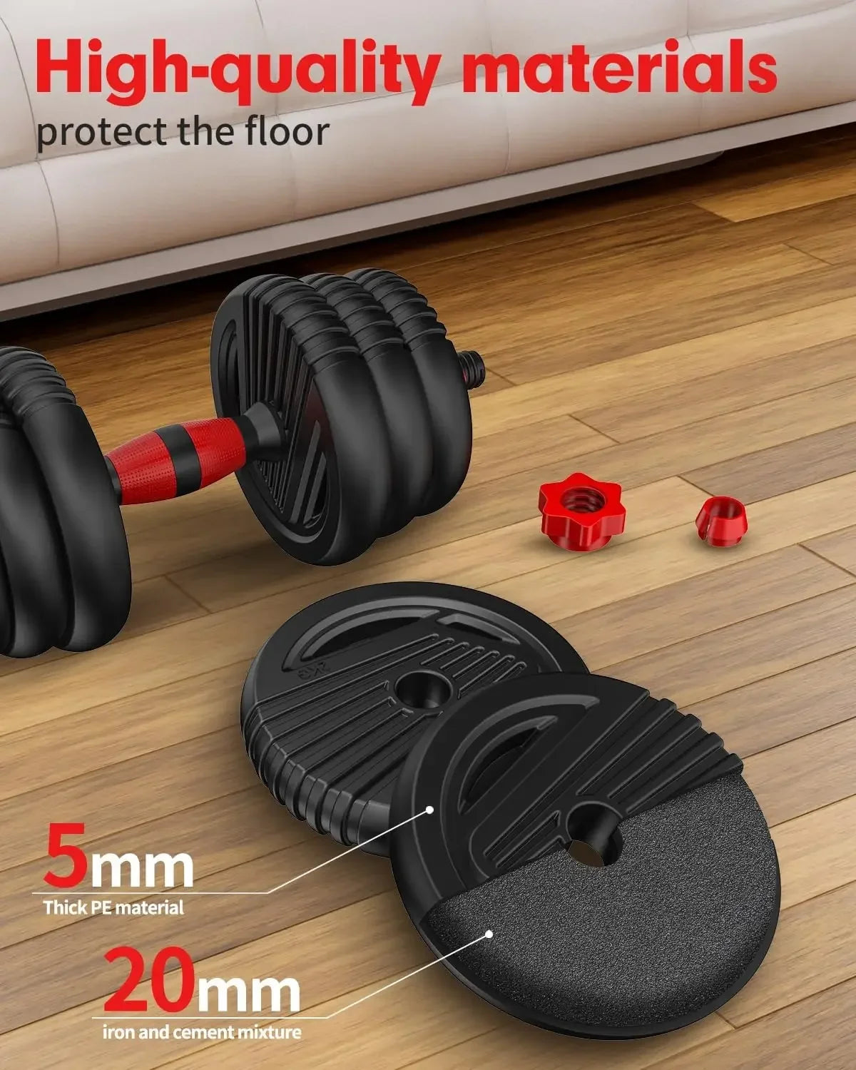 4 In 1 Dumbbells Set Used as Barbell, Kettlebells