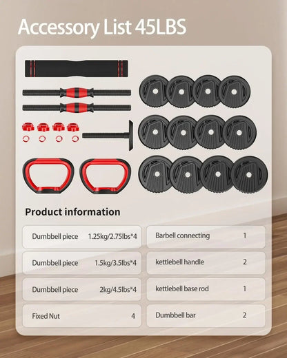  4 In 1 Dumbbells Set Used as Barbell, Kettlebells